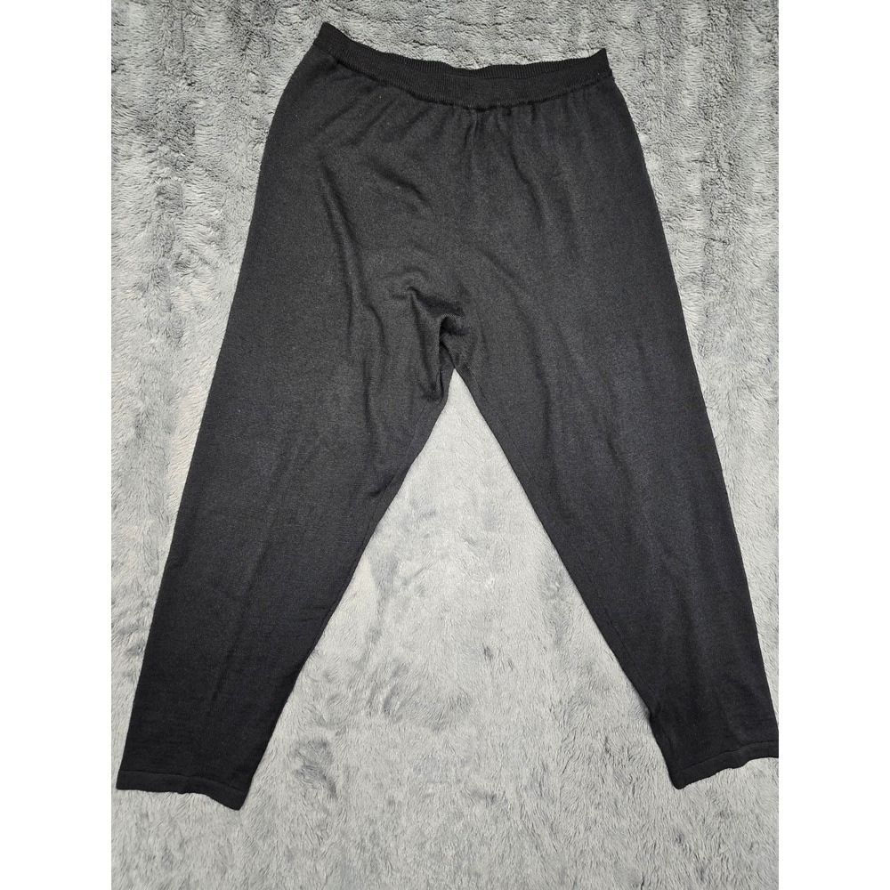 Jennifer Moore Charcoal Gray Wool Blend Knit Pants XL Elastic Waist Tapered Leg